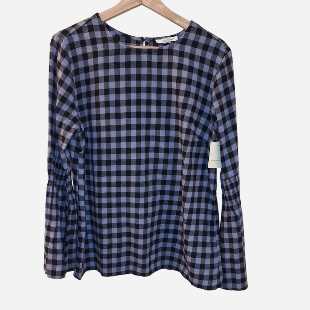 Plaid Women's Top - Blue and Black